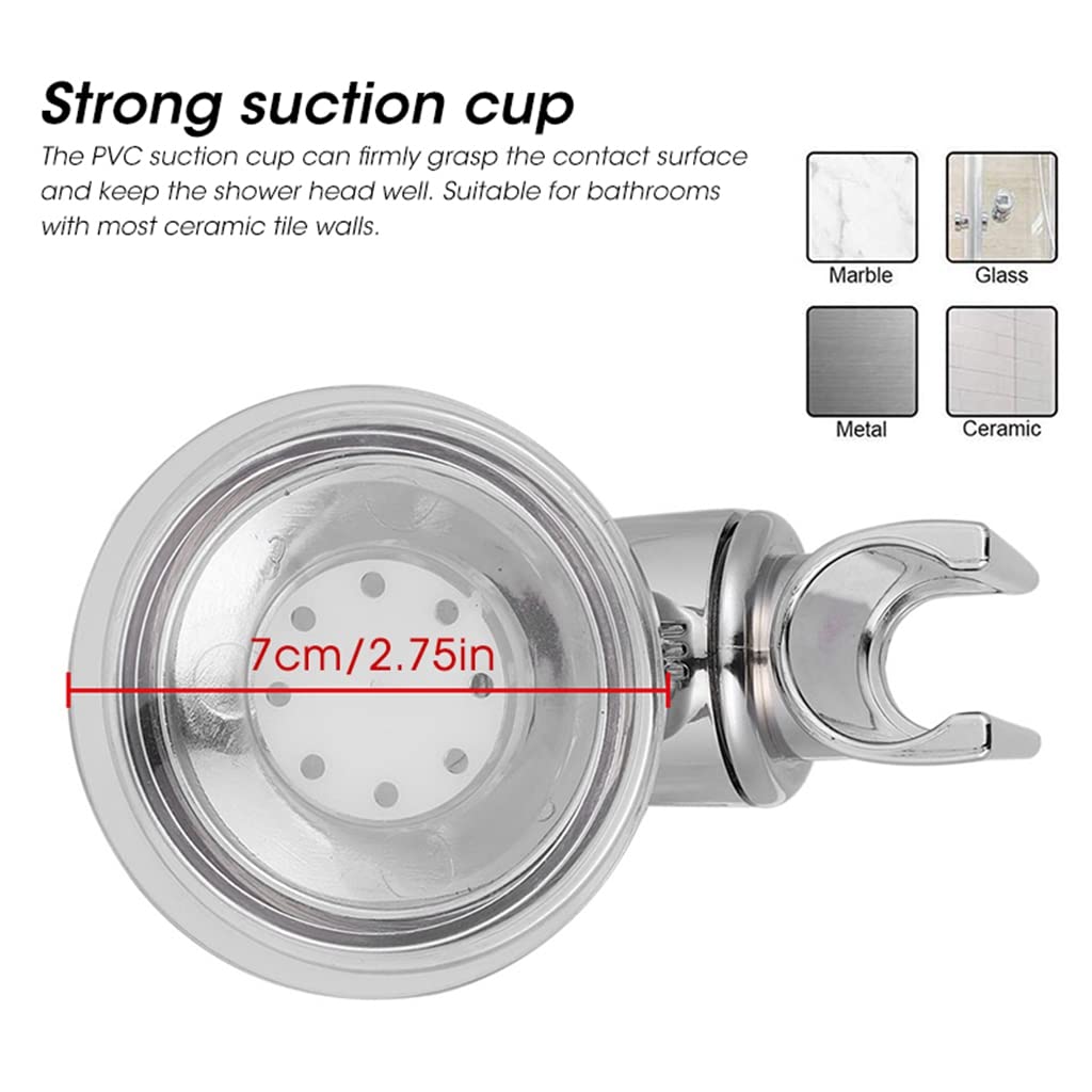 HASTHIP Adjustable Shower Head Holder, Bathroom Suction Cup Handheld Shower Head Bracket No Drill Shower Head Bracket with Chrome Polished for Bathroom