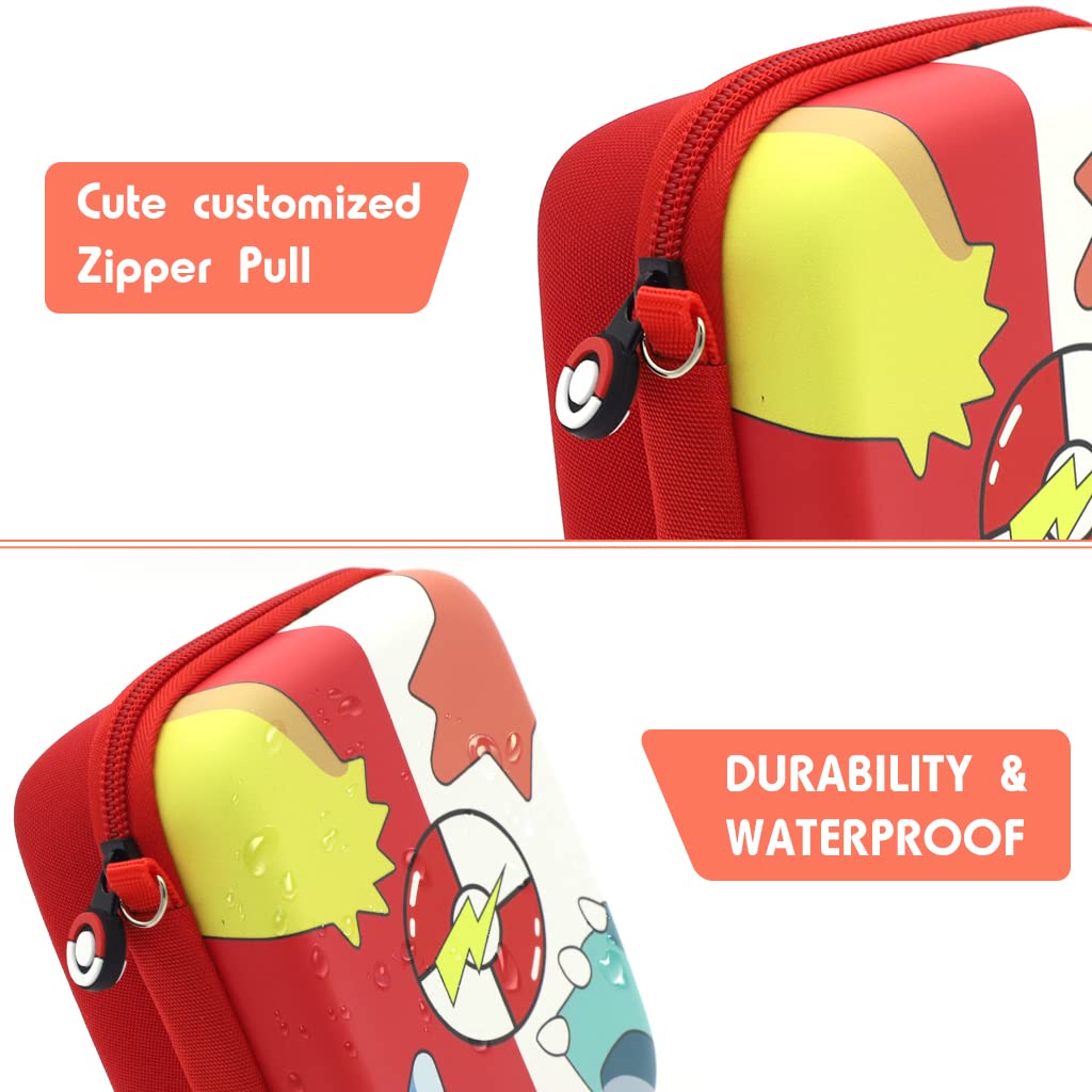 PATPAT Poke-mon Binder, Poke-mon Cards Holder for 200 Trading Cards Cartoon Prints Zipper Bag Trading Cards Binder Trading Cards Album Organizer Bag Game Cards Case Xmas Gifts for Kids Boys Girls Paw