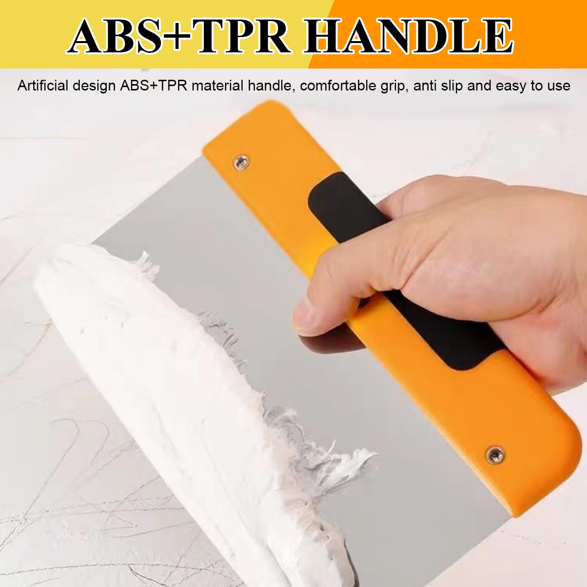 Serplex 2Pcs Cleaning Scraper Putty Scraper 8 inch Steel Paint Scraper Tool for Spackling, Wallpaper Scraper, Spatula Scraper, Spackle Tools