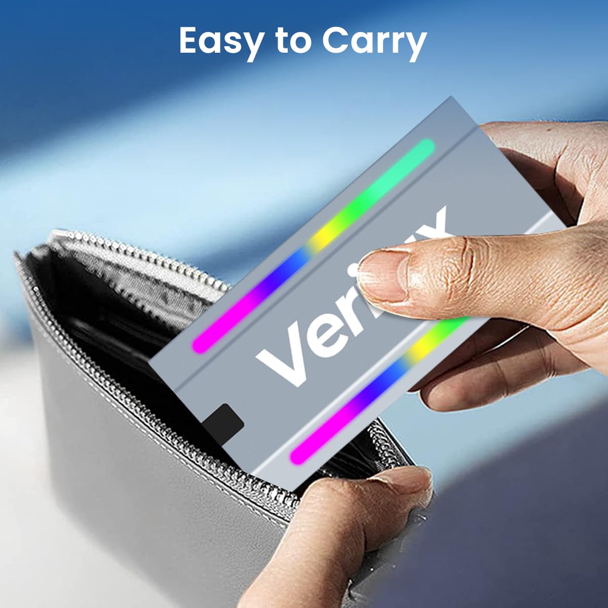 Verilux M.2 NVMe SSD Enclosure with Type C Cable, USB C External NVMe SSD Enclosure, RGB 10Gbps M.2 NVMe to USB Adapter, USB 3.2 M.2 NVMe Reader Supports M and B & M Keys, Fits 2230 2242 2260 2280