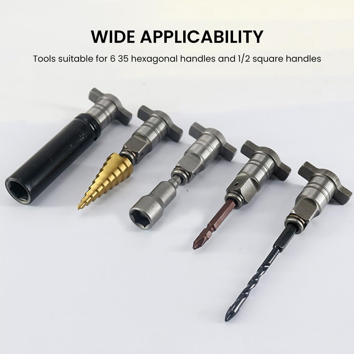 Serplex Magnetic Converter Attachment 1/2Inch Square Drive to 1/4Inch Hex Female Socket Adapter Assembly Drill Housing for Power Wrench, Universal Fit Hex Tool, Drill Bit, Socket Sleeve