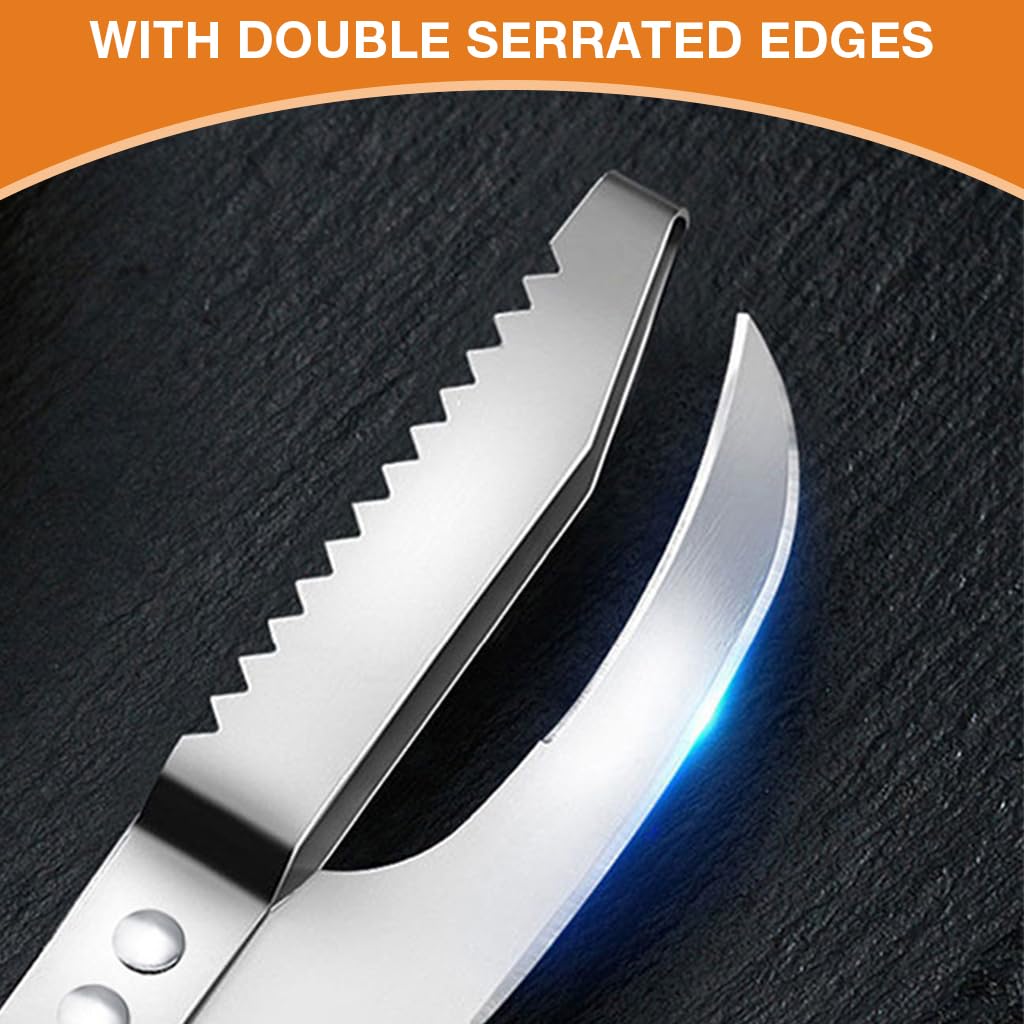 HASTHIP 2 in 1 Fish Scaler Cutter Full Stainless Steel Serrated Kitchen Fish Scaler Cutter for Open & Scraping Fish Belly Kitchen Fish Fillet Cutter Kitchen Fish Scaler Tool
