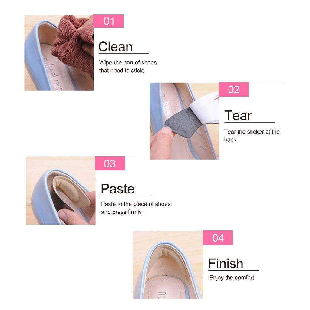 PALAY 3 Pair Self-Adhesive Heel Cushion Inserts,High Heel Pads Heel Grips Liners & Women's Shoe Insoles (Beige)