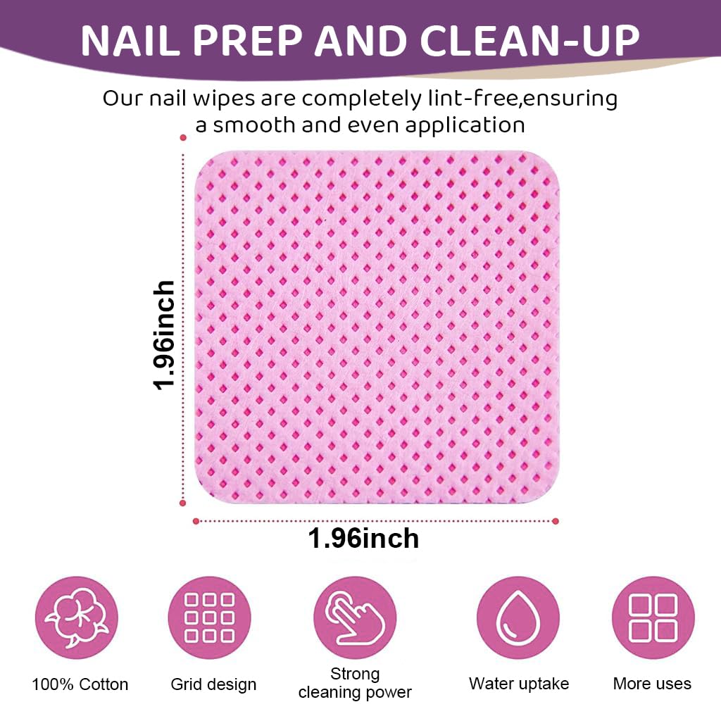 MAYCREATE 1000pcs Lint Free Nail Wipes Non-Woven Soft Nail Polish Remover Wipes Tweezer Makeup Tools Cleaning Wipes Super Absorbent Nail Wipes for Fingernail Polish Remover