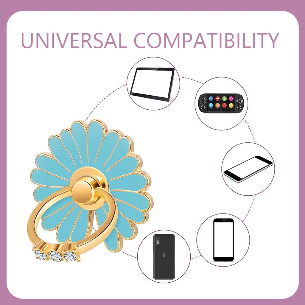 ZORBES 4Pcs Mobile Finger Grip Holder Flower Self-Adhesive Mobile Back Holder Grip Folding Phone Grip Holder, 360° Rotation 180° Flip Metal Mobile Ring Holder Phone Ring Holder for Smartphones
