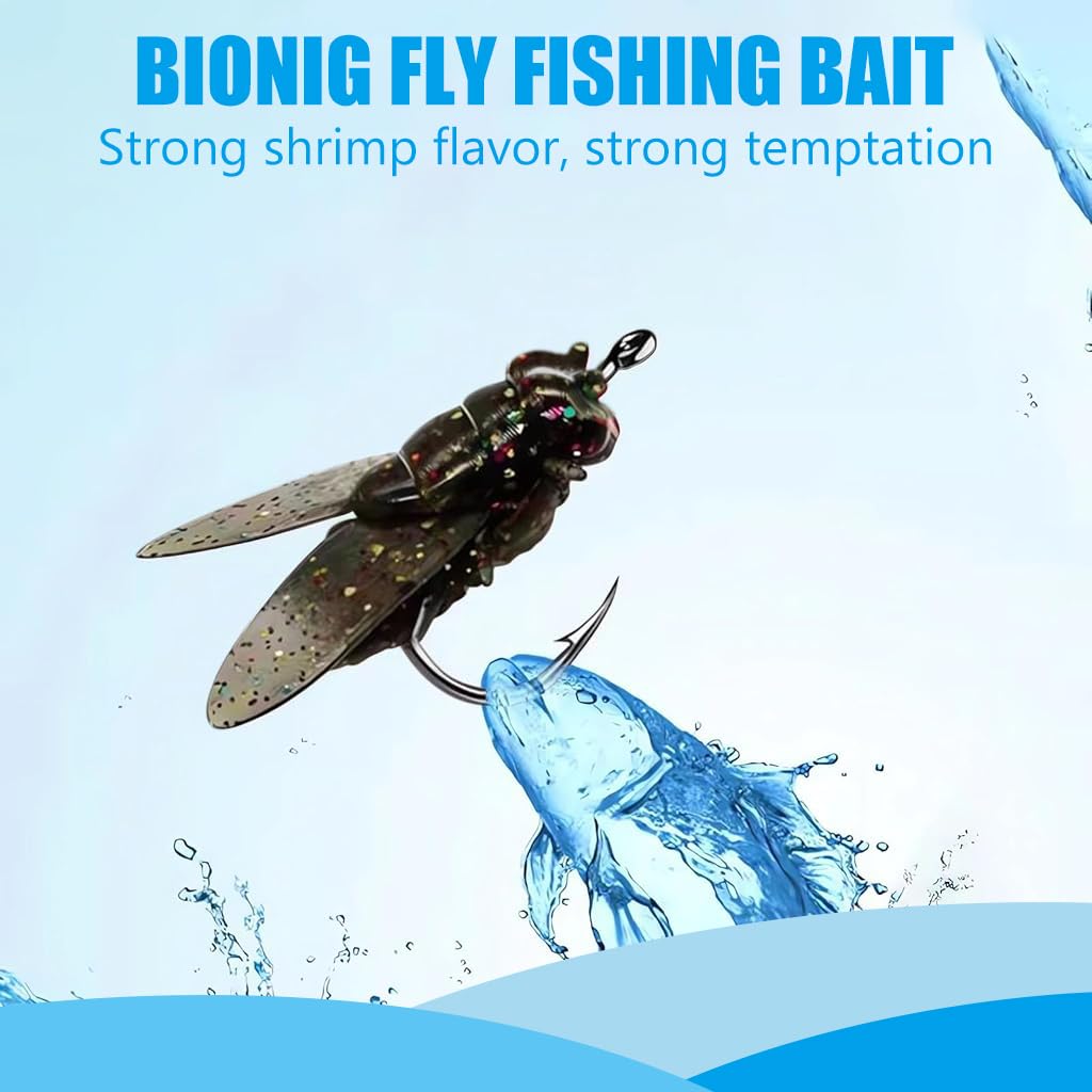 Proberos 20Pcs Bionic Fly Fishing Baits with Box 8mm Micro Bionic Soft Fly Fishing Baits Swimbaits Soft Flies Bass Fly Fishing Lures Kit, Saltwater Freshwater Flies Swim Baits Fly Fishing Hook