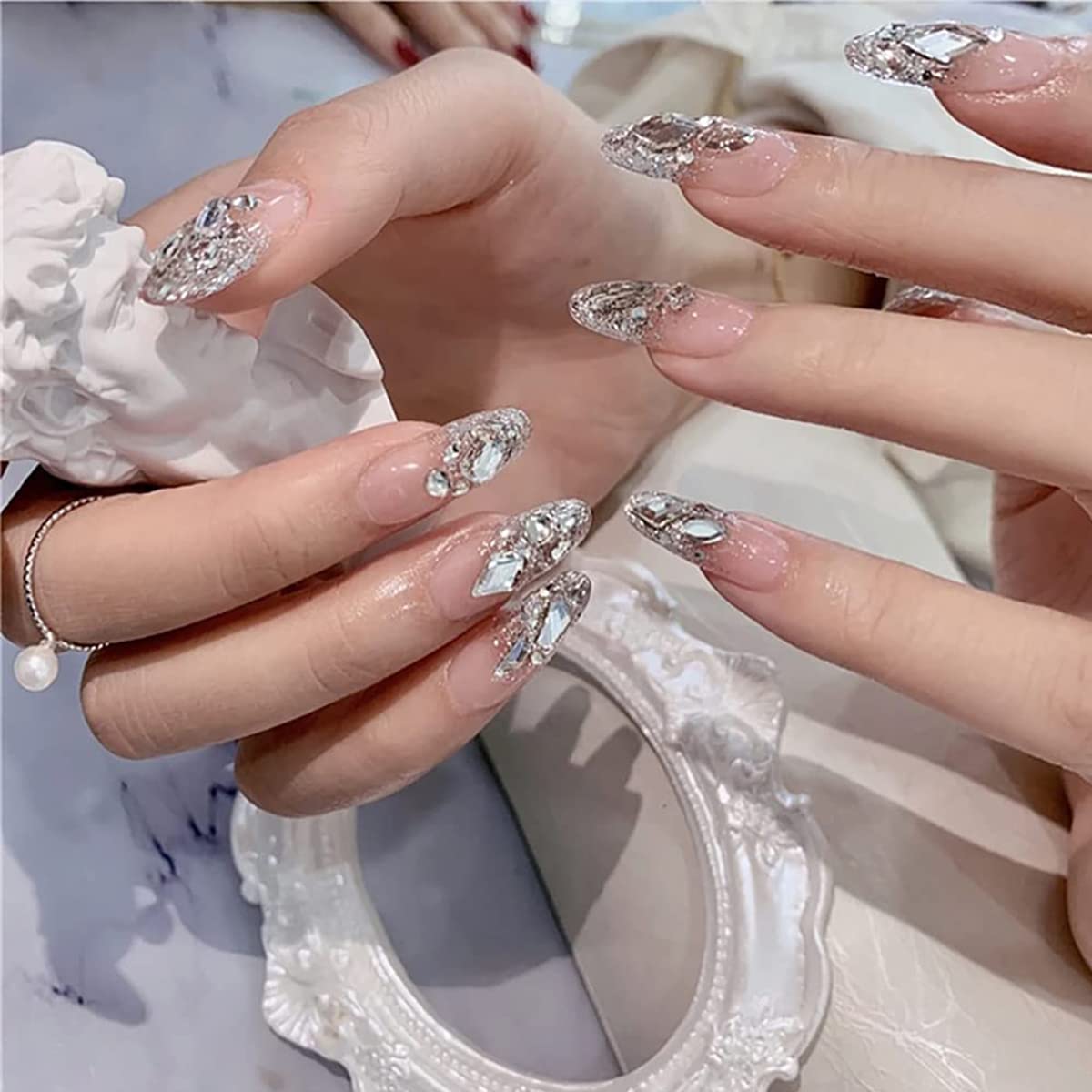 MAYCREATE 500PCS Fake Nails, Transparent Nails, Acrylic Nails False Nail with Case, Clear Resin Nails Full Cover Press on Nails for Nail Salons and DIY Nail Art, 10 Sizes