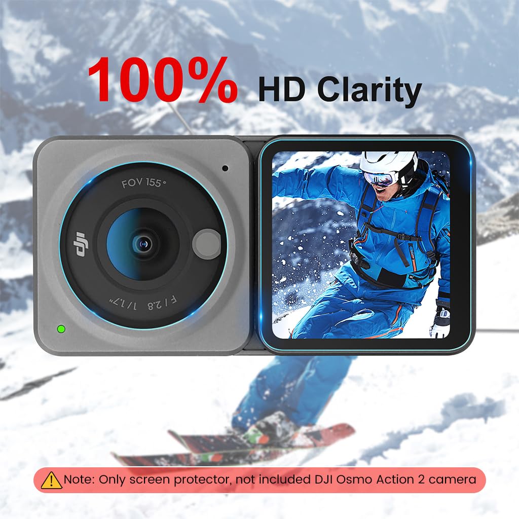 ZORBES Screen Protector for DJI Osmo Action 2, HD 9H Tempered Glass Screen Cover Protector Lens Protector for DJI Action 2 Dual-Screen, Set of 6pcs Screen Protector for Action 2, No DJI Osmo Action Camera