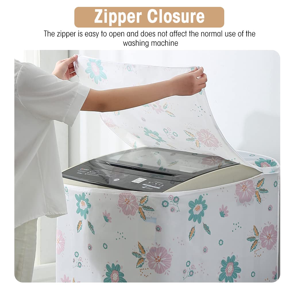 HASTHIP Washing Machine Cover, Asher Dryer Dustproof Waterproof Protection Case Cover Printing Case TOP Loading Washing Appliance Protector for 7kg, 60 * 63 * 87cm