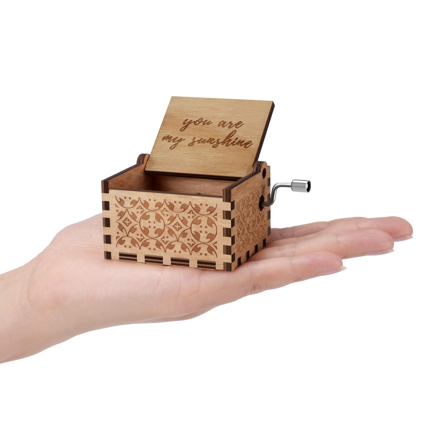 PATPAT Wood Music Box, Wooden Classic Music Box with Hand Crank Birthday Gifts for Girls Boys Diwali Gifts for Kids Friends Family -You are My Sunshine