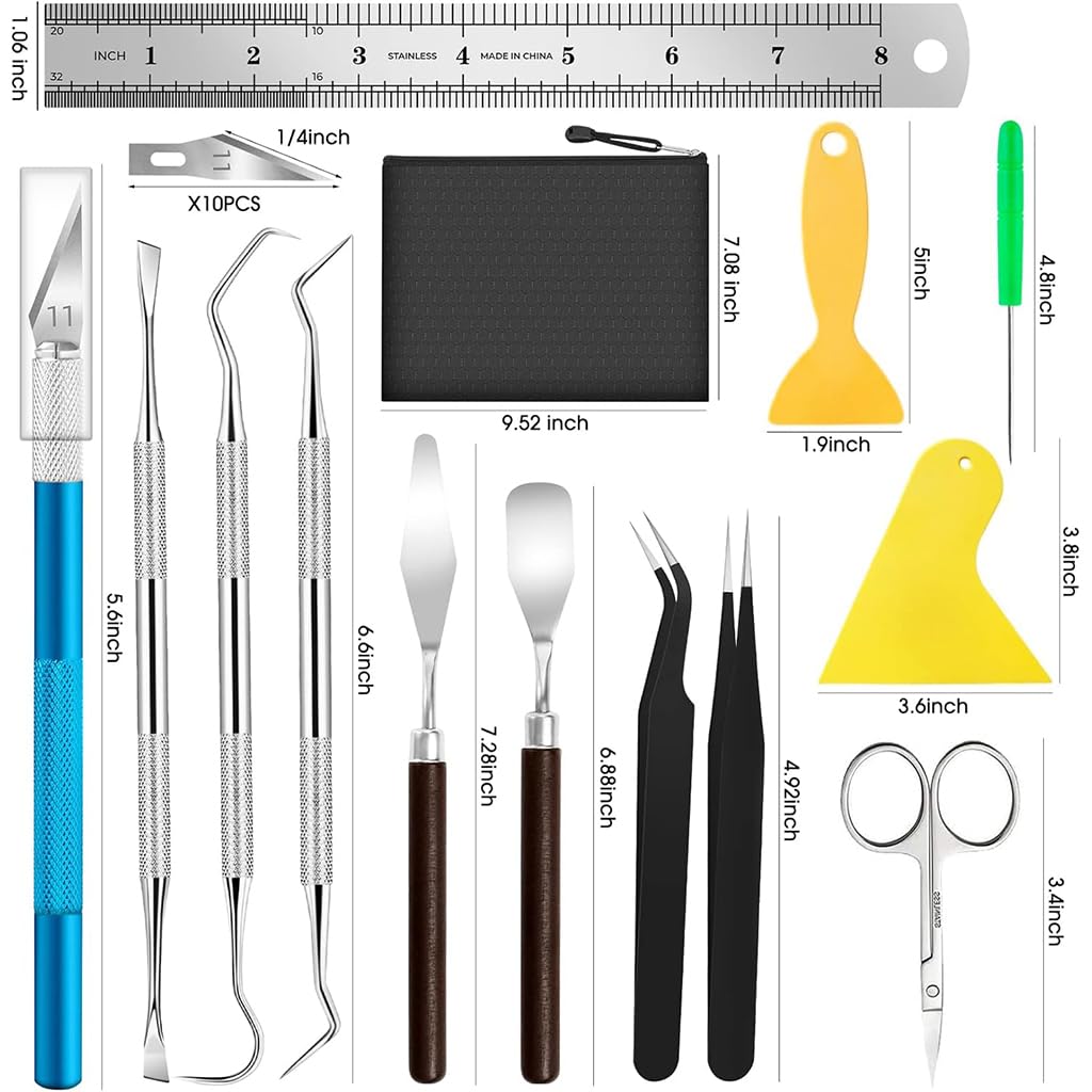 HASTHIP 26Pcs DIY Leather Crafting Tools Carving Tools with Tool Bag Stainless Steel Carving Tool DIY Crafting Tools for Leather Crafting Clay Crafting, Wooden Crafting