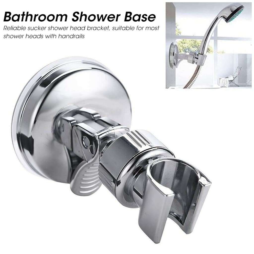 HASTHIP Adjustable Shower Head Holder, Bathroom Suction Cup Handheld Shower Head Bracket No Drill Shower Head Bracket with Chrome Polished for Bathroom
