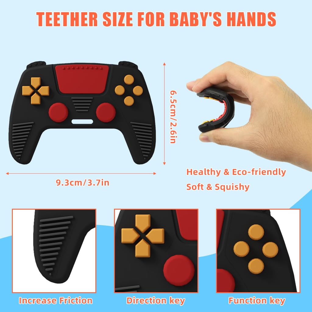 PATPAT Silicone Teether for 6 to 12 Months Baby, Baby Teethers for 3+ Month BPA Free, Gamepad Shaped Teething Toys for Babies, Baby Mouth Toys and Chew Toys, Teether for Baby Teething Toys Gift