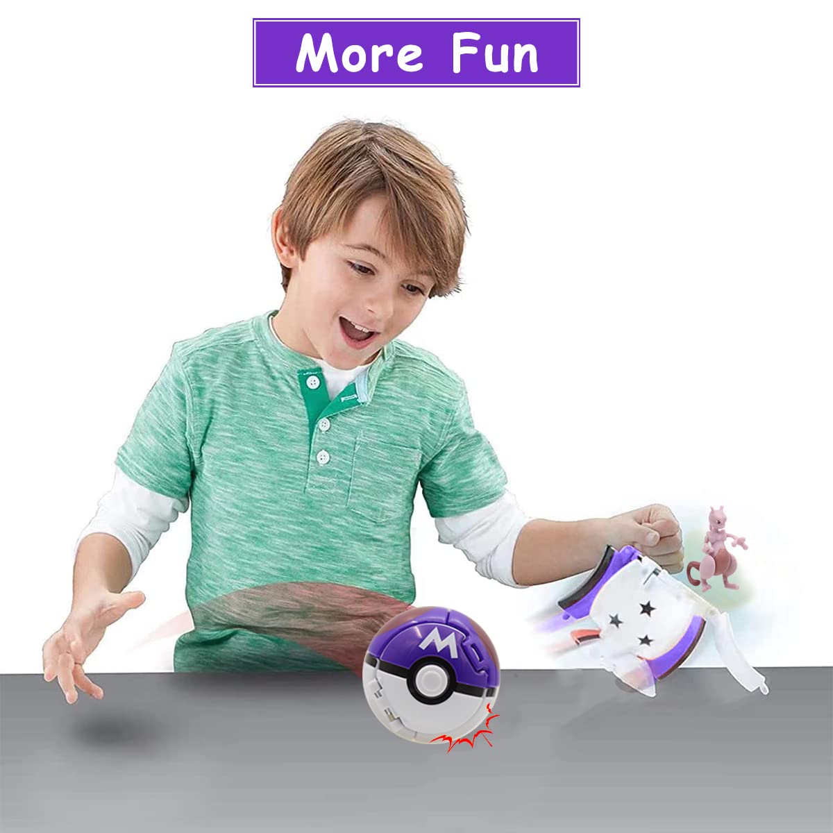 PATPAT Poke-mon Toy Mewtwo Figures with Poke-mon Ball Toy Figures Poke-mon Charizard Figures Toy Desk Decoration Birthday Gift Children's Day Gift Toy for Kids (Mewtwo)