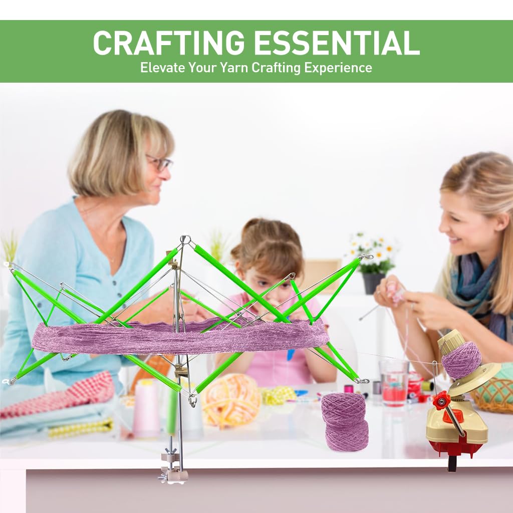 HASTHIP Yarn Swift, Desk Mounting Umbrella-shaped Yarn Swift No Tangle Yarn Swift Folding Yarn Swift for Knitting, Crocheting, No Ball Winder