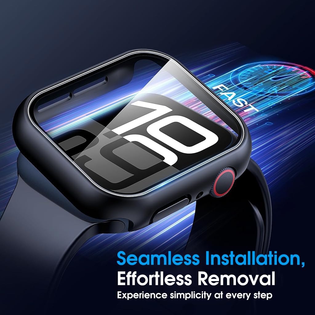ZORBES 2Pcs Hard PC Screen Protector for A pple Watch S10 46mm with 9H HD Tempered Glass Protector Privacy Screen Protector Snap-on Full Cover Anti-Scratch Protective Cover for iWatch Series 10 46mm