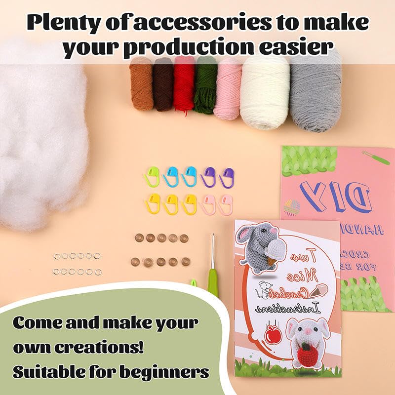 PATPAT Beginners Crochet Kit, Amigurumi Crocheting Animals Kits w Step-by-Step Video Tutorials, Crochet Starter Kit Knitting Starter Pack for Adults Beginners