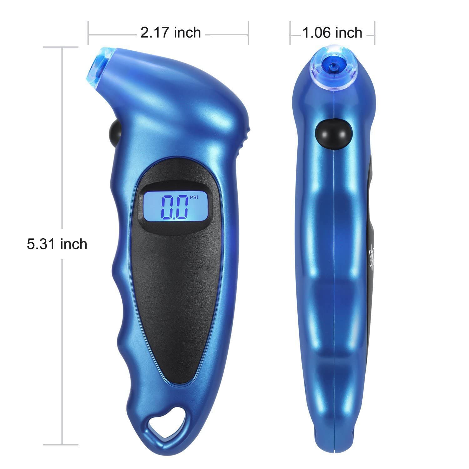 STHIRA Tyre Pressure Gauge Digital, Tyre Air Pressure Gauge 150 PSI 4 Settings for Car Truck Bicycle with Backlit LCD and Non-Slip Grip Blue