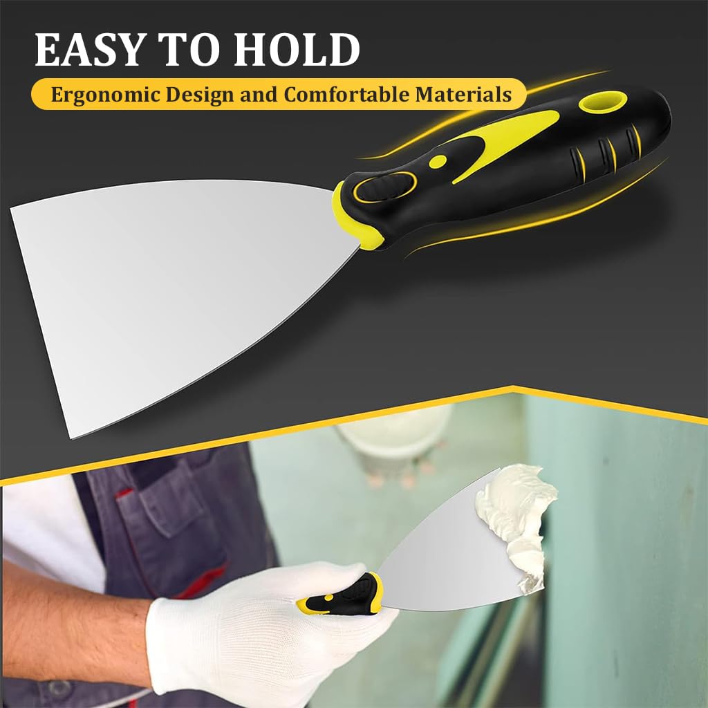 HASTHIP 5PCS Putty Scraper Multi Size Stainless Steel Paint Scraper Tool 1/2/3/4/5 inch Putty Scraper Wide Edge Putty Tools Narrow Putty Scraper for Spackling, Wallpaper Scraper, Spatula Scraper