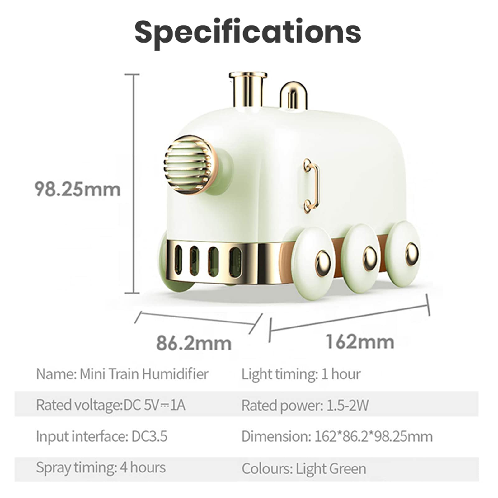 HANNEA Humidifier for Room Mini Train Portable Mini 300ml Quiet Aroma Diffuser with USB Charge Cool Mist Air Humidifiers Auto Shut Off and Colored Lights for Desktop/Office/Bedroom/Car
