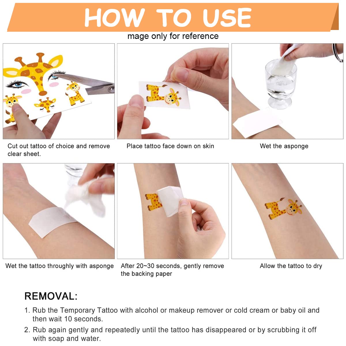 MAYCREATE Temporary Face Tattoo Sticker for Kids, 10 Sheets Cartoon Animal Body Face Makeup Stickers for Girls Boys, Water Transfer Cute Fairy Stickers Set for Theme Party, Halloween