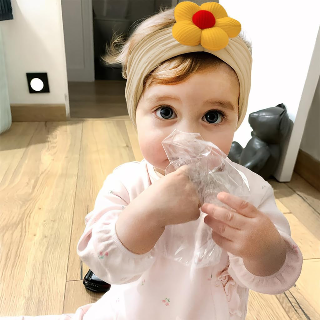 PALAY 5 Pcs Baby Flower Headbands Baby Girls Nylon Headbands Soft Hairbands Hair Accessories for Newborn Infant Toddler Kids