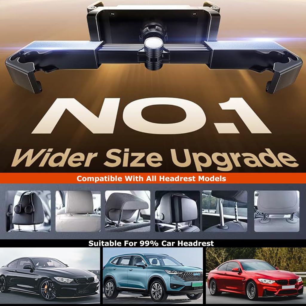 STHIRA Tablet Holder Phone Holder Back Seat 360° Rotation Headrest Mounted Retractable Tablet Phone Holder Universal Clip On Tablet Holder for Fits All 4.7-12.9
