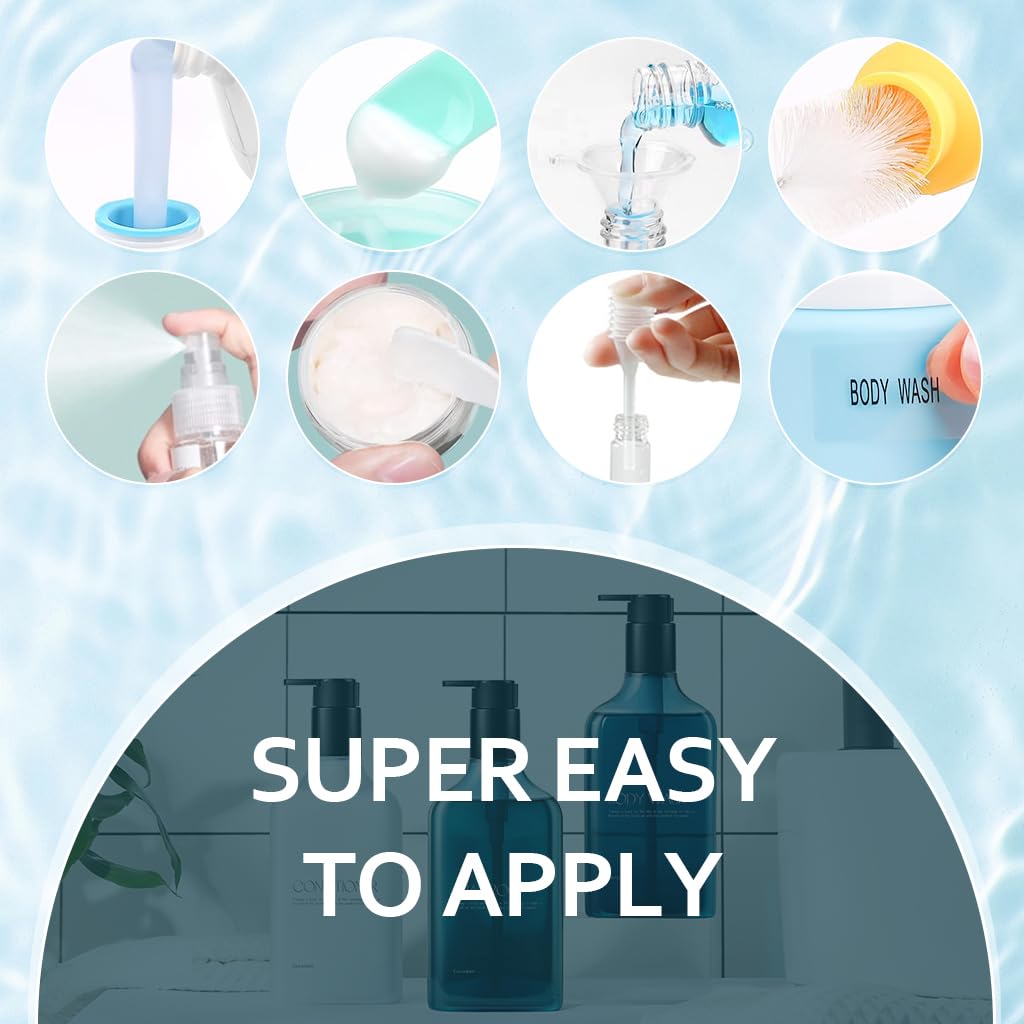 MAYCREATE Silicone Travel Bottles Set of 16pcs, Travel Bottle Kit for Toiletries, Leak Proof Soft Squeeze Toiletry Bottle, Refiil Travel Kit Bottles Travel Containers for Shampoo, Lotion & Body Wash