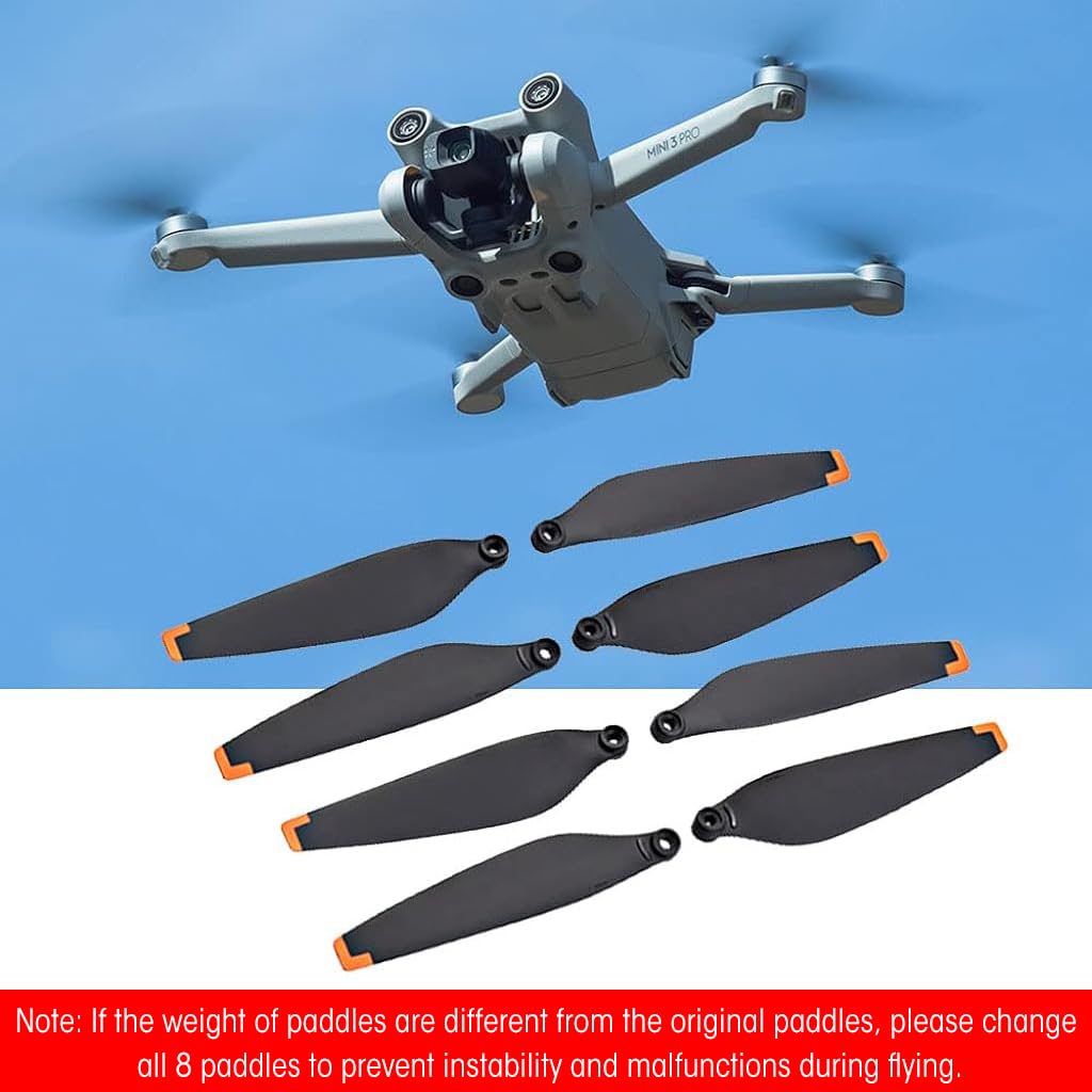 ZORBES Dji Mini 3 Pro Propeller, 8Pcs Dji Mini 3 Propeller Blades Replacement, Ultral Lightweight Silent Flight Propeller Set With Screwdriver 12 Screws, Low Noise Replacement Drone Wings