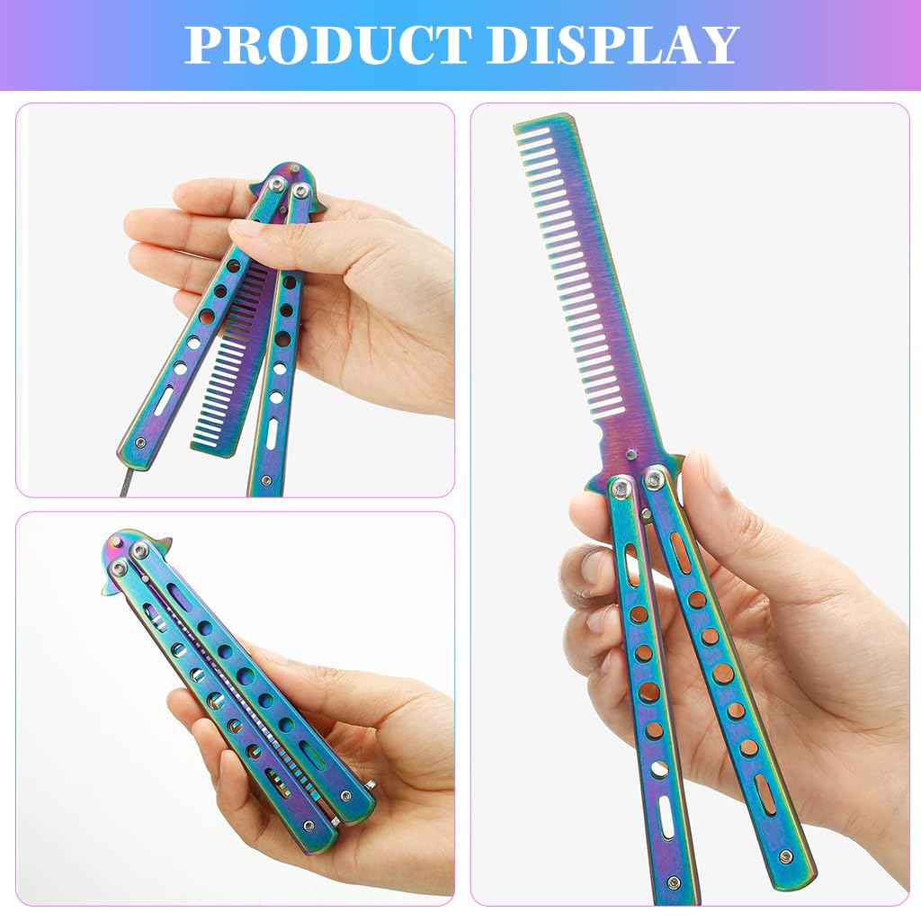 Proberos 1 Pieces Combs Stainless Steel Folding Practice