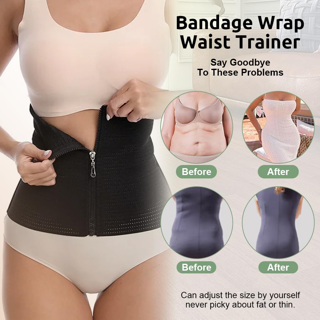 PALAY Waist Trainer for Women Workout Waist Cincher Tummy Control Corset Shapewear Sports Girdle Slim Body Shaper with Zipper, L