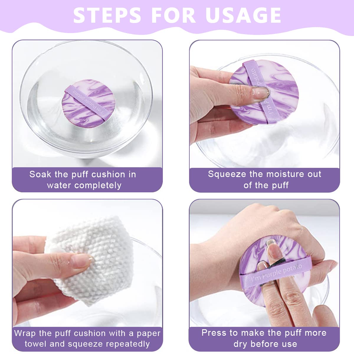 MAYCREATE Triangle Powder Puff 7Pcs Set, Makeup Sponges Puff Latex-free Mini Air Cushion Pads for Liquid Foundation, Cream, Powder, Concealer - Wet & Dry Dual Use