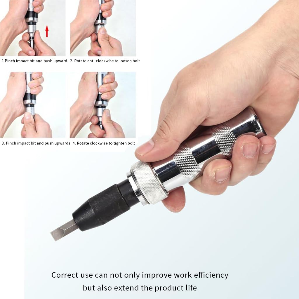 Serplex Impact Driver Kit Set of 7pcs Impact Driver Kit S2 Alloy Steel Impact Driver Bit Bolt Extractor Rust Screw Extractor Kit Impact Broken Screws Bolt Removal Tool Set