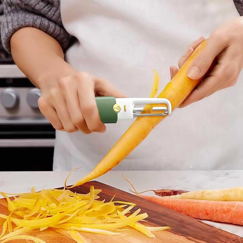 ZIBUYU Peeler for Kitchen Stainless Steel 2 in 1 Peeler for Vegetables and Fruits Cutter Peeler Dual Head Portable Easy Peeling Cutter for Fruit and Veg Apple Potato Cutter for Kitchen, (Green) - 1