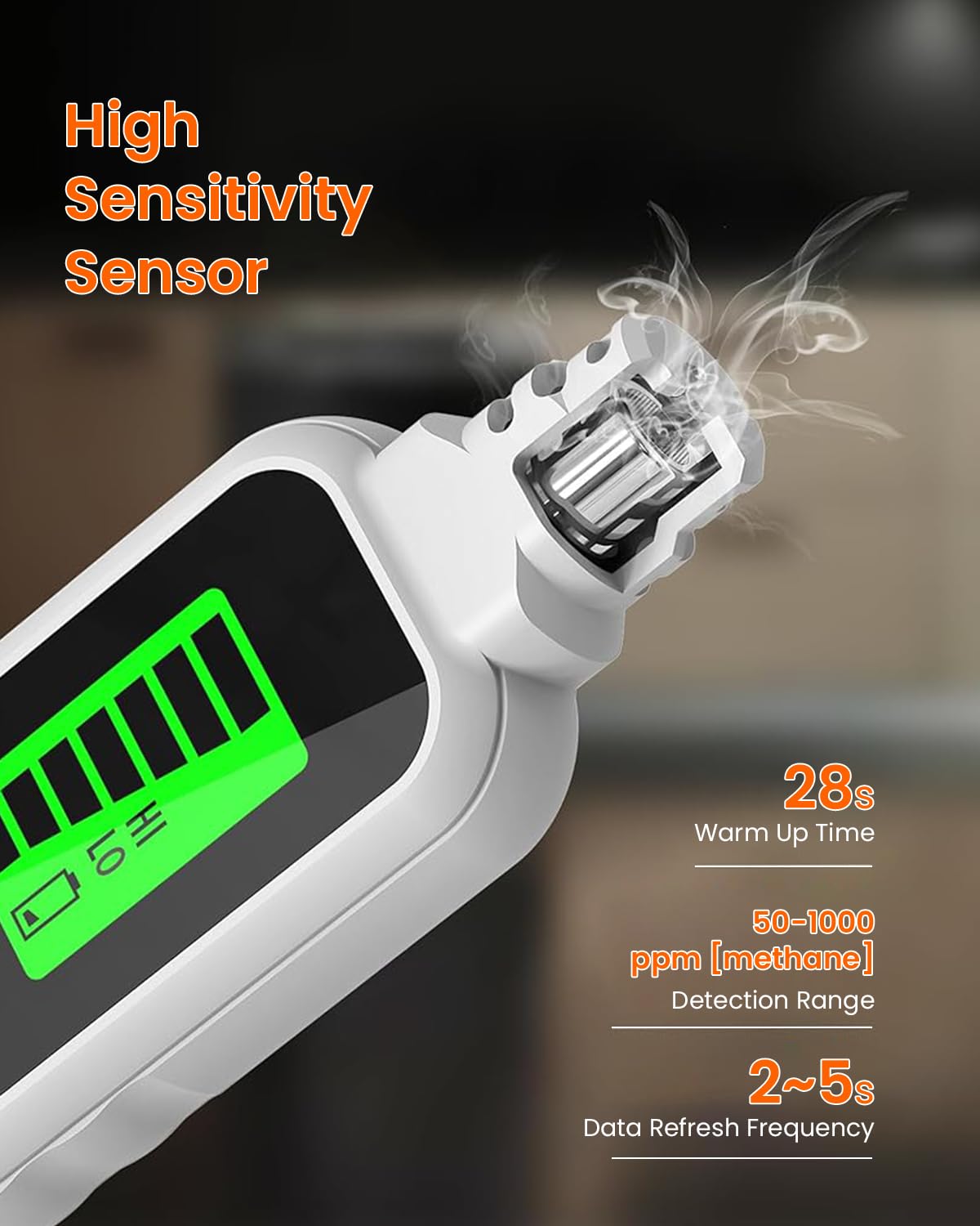 HASTHIP Gas Detector with LCD, Visual & Audible Alarms, High Precision Gas Leak Detection for Home Safety, Detects Methane, Propane, Butane, Compact Combustible Gas Sniffer (Batteries Not Included)
