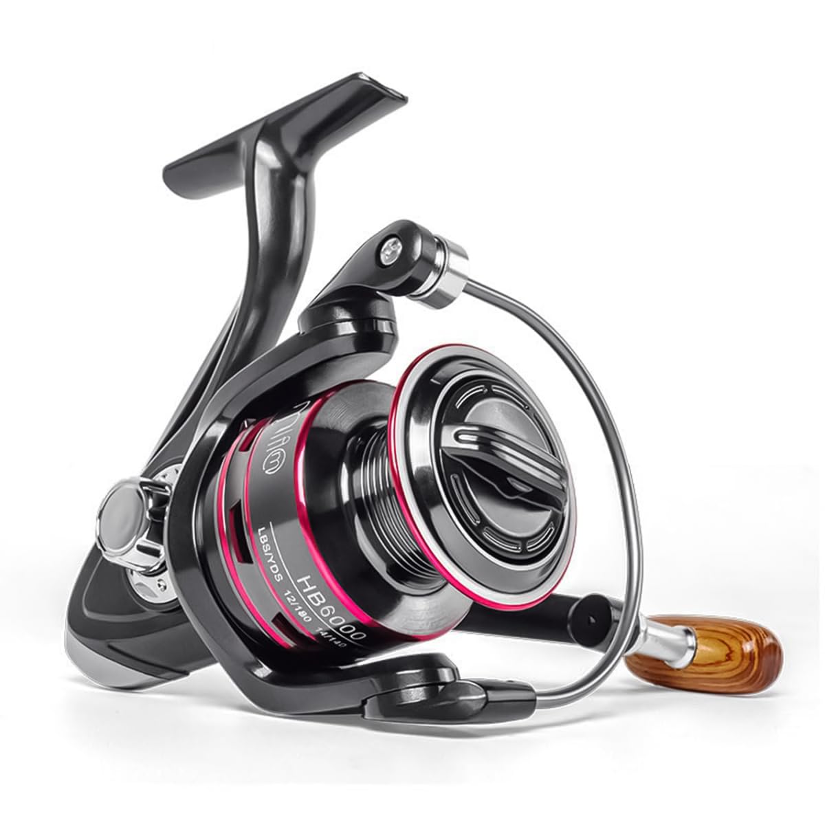 Proberos Fishing Reel HB6000 Heavy Duty Metal Fishing Reel Smooth 11BB Left/Right Interchangeable Metal Shaft Handle Smooth 11BB 5.2: 1 Gear Ratio