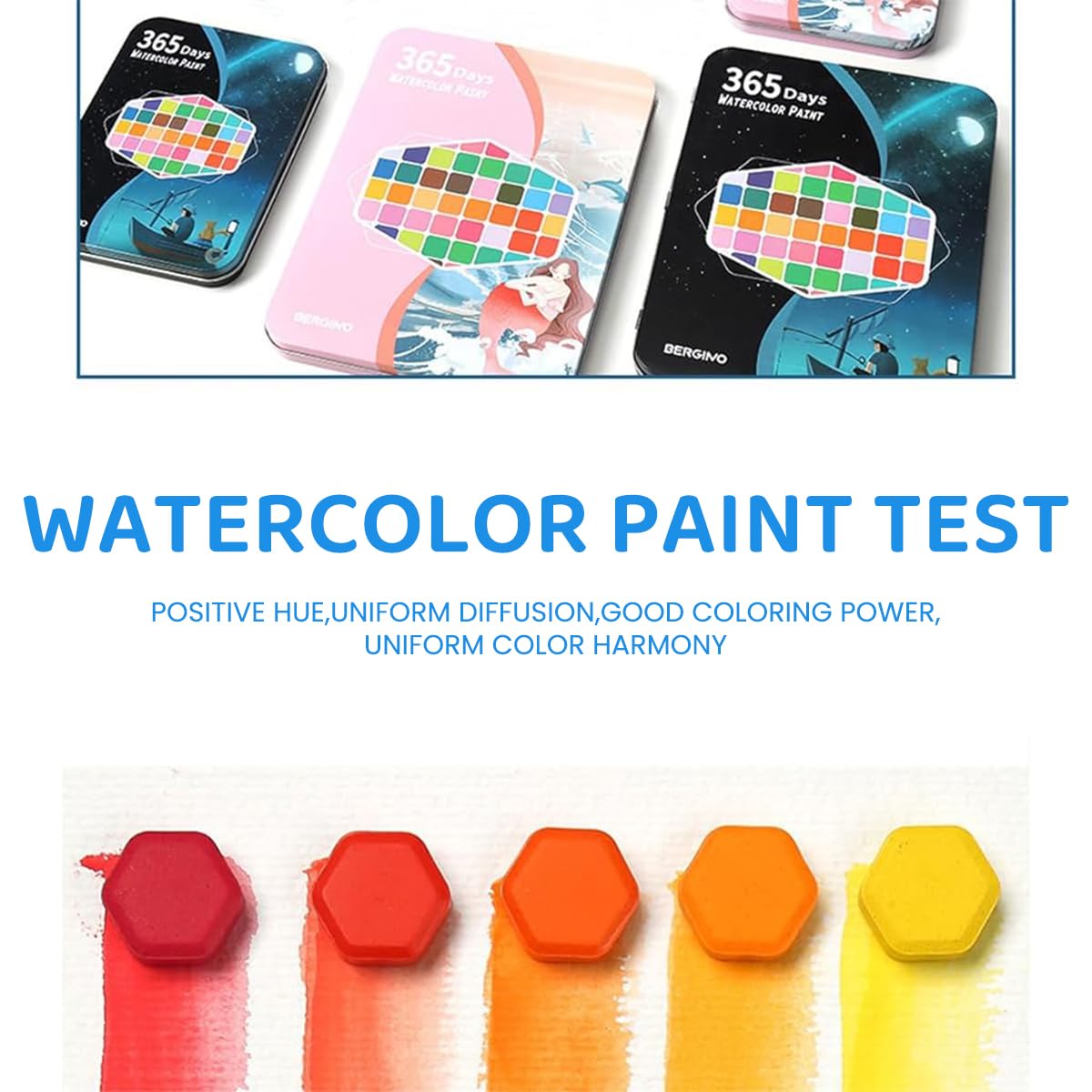 HASTHIP 24 Color Watercolor Paint Set with Brush Pen, Water-soluble Solid Pigment Paint Set, Metal Box Watercolor Paint Gift Set for Students Adults Beginners Artist
