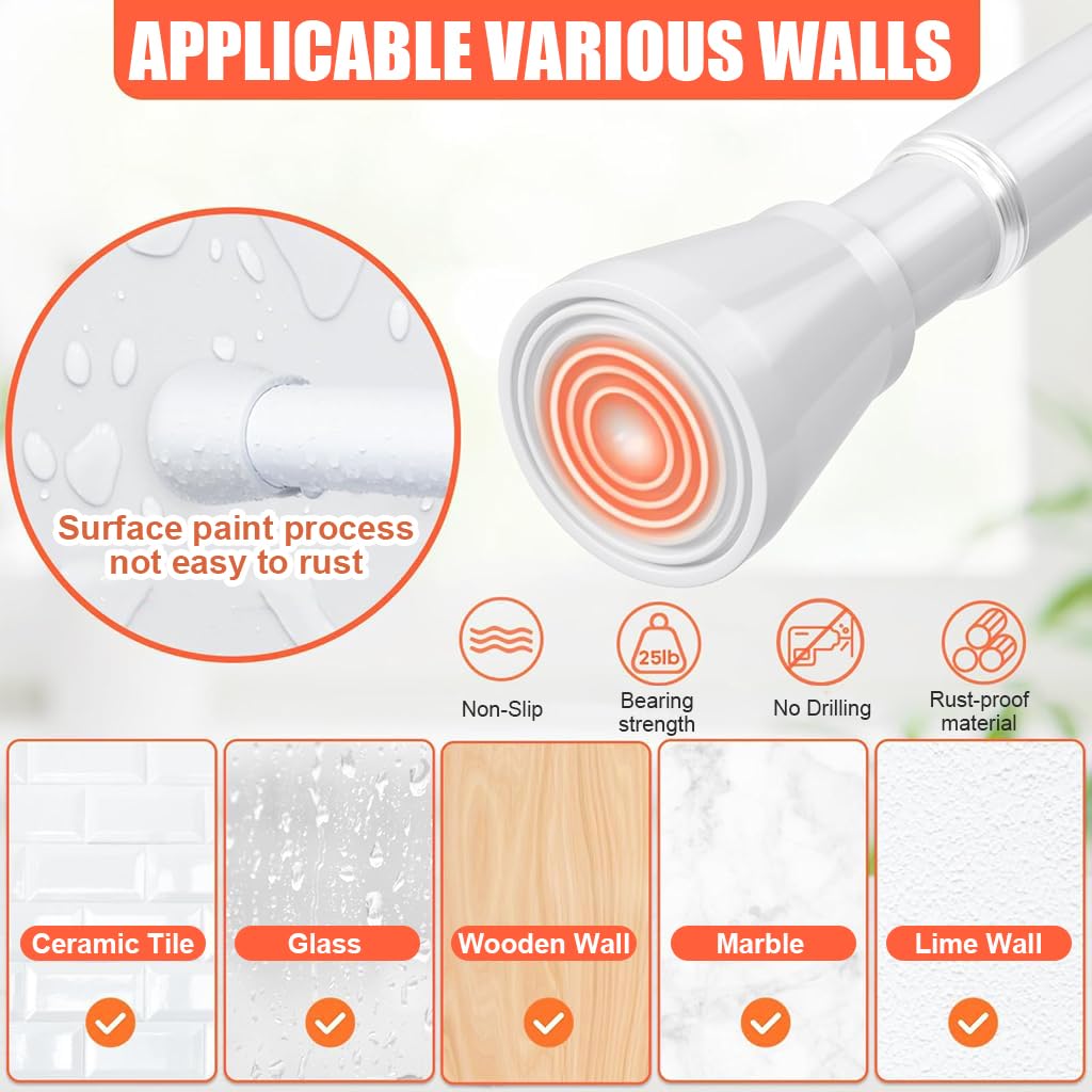 HASTHIP Retractable Curtain Rod 28.7-43 inches Tension Rod 13mm Diameter Multipurpose Metal Rod Window Safety Bar Curtain Rod Detachable Hanging Rod for Wall, Wardrobe