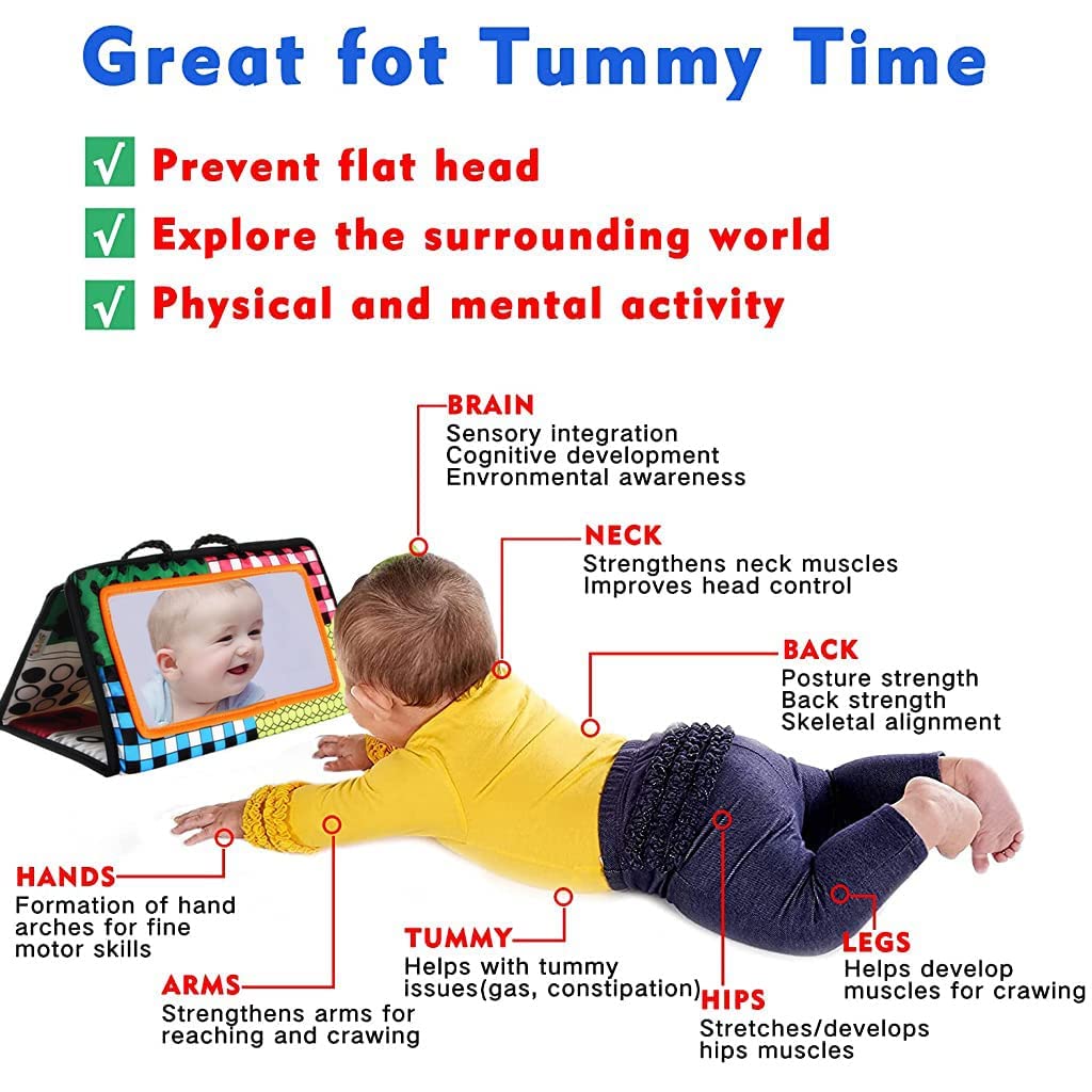 SNOWIE SOFT Baby Mirror Toys Educational Toys For Babies Infant Car Seat Toy Tummy Time Toys For Infant Toddler Baby Car Seat Hanging Mirror Toy Foldable Mirror,Black