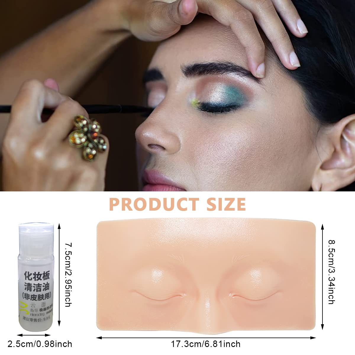 MAYCREATE Makeup Practice Face Board Skin Realistic 3D Makeup Practice Skin for Eyebrow, Eye Makeup Dummy For Women, Reusable Silicone Makeup Face for Beginner Makeup Artist The Perfect