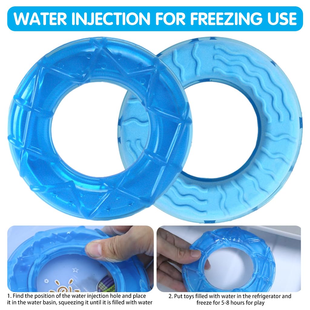 Qpets Pet Chew Toy 5 Inches Dog Chew Toy Freezer Safe Cool Water Ring Toy Chew Toy Food-Grade TPR Ring Chew Toy for Dog Summer Cool Ring Chew Toy Water Ring Chew Toy