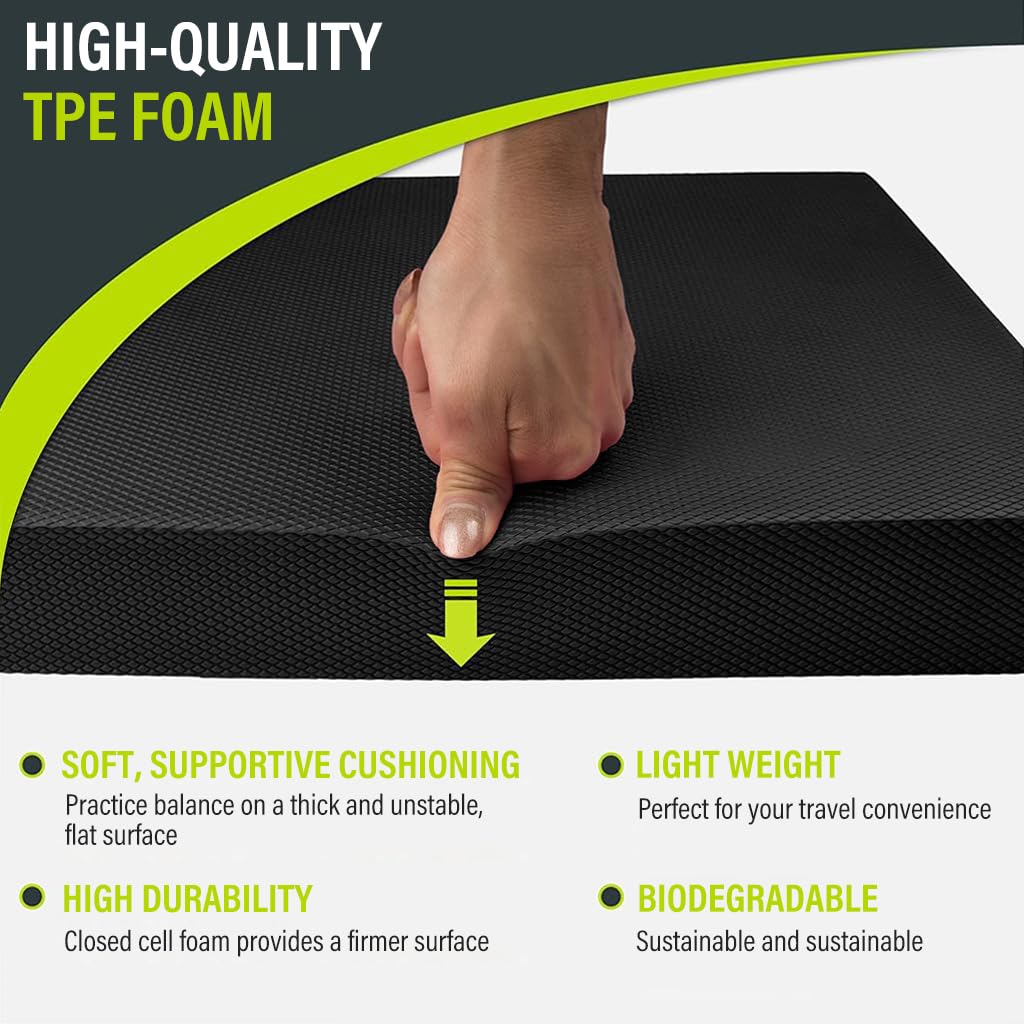Proberos Balance Pad, High Resilience TPE 6cm Thickness Knee Pad Plank Elbow Pad, Exercise Balance Pad Non-Slip Cushioned Foam Mat Knee Pad for Fitness and Stability Training, Yoga (40x50cm