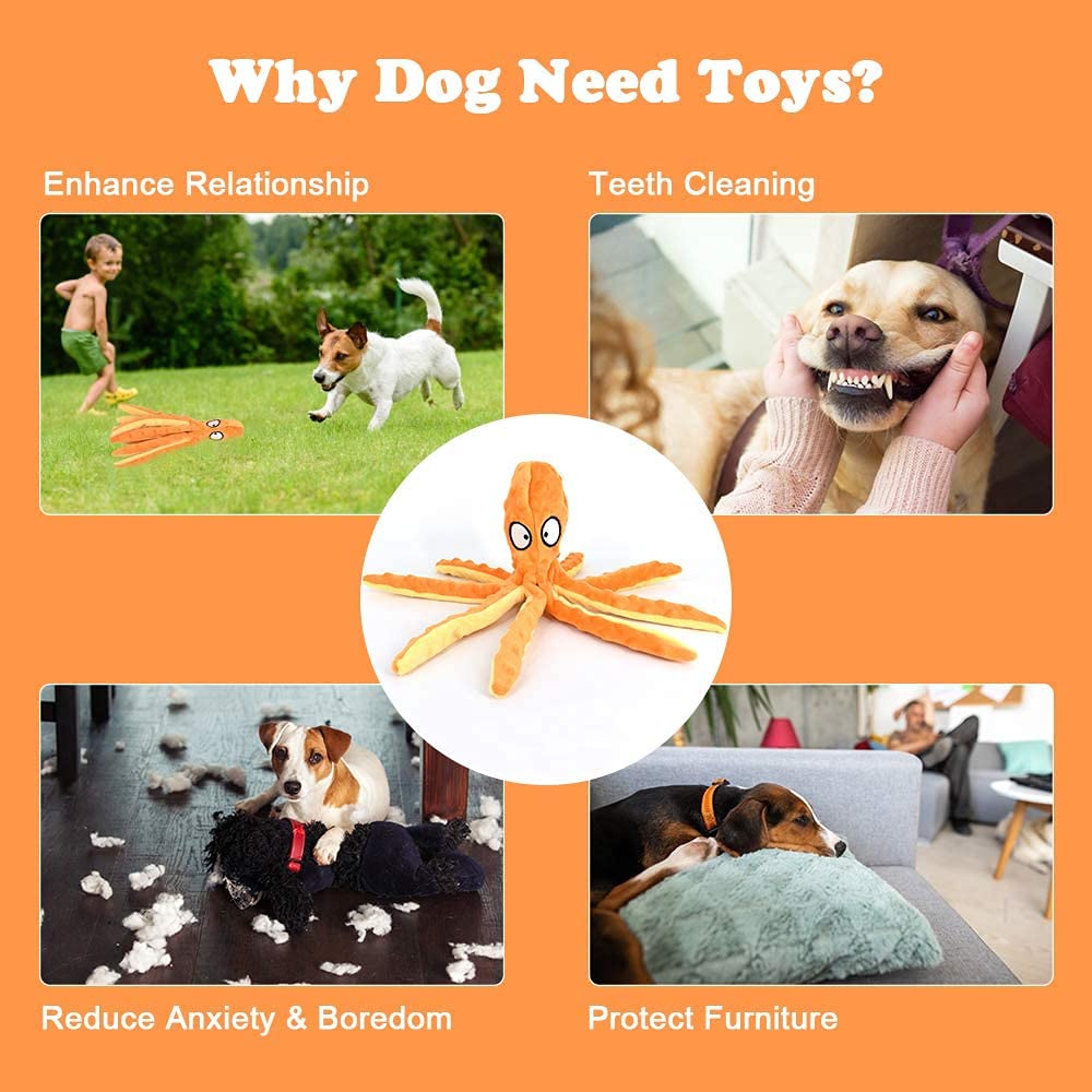 HASTHIP Squeaky Dog Toys with Crinkle Paper for Puppy Teething Durable Dog Chew Toy Funny Interactive Pupper Toys for Small to Medium Dogs Training and Playing Orange