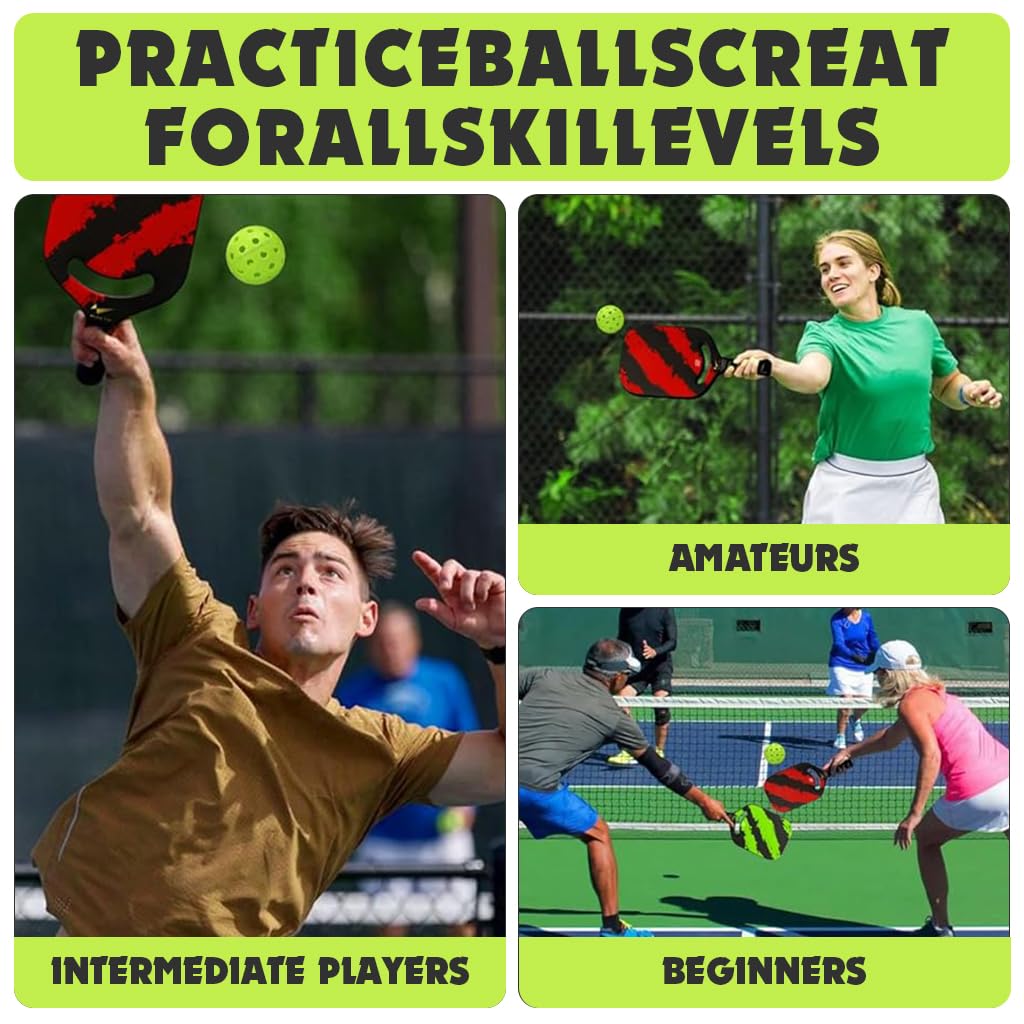 Proberos 6Pcs Outdoor Pickleball Balls 74mm Diameter Pickleball Balls Hard PE 40-Hole Pickleball Balls High Elasticity Outdoor Pickleball Balls
