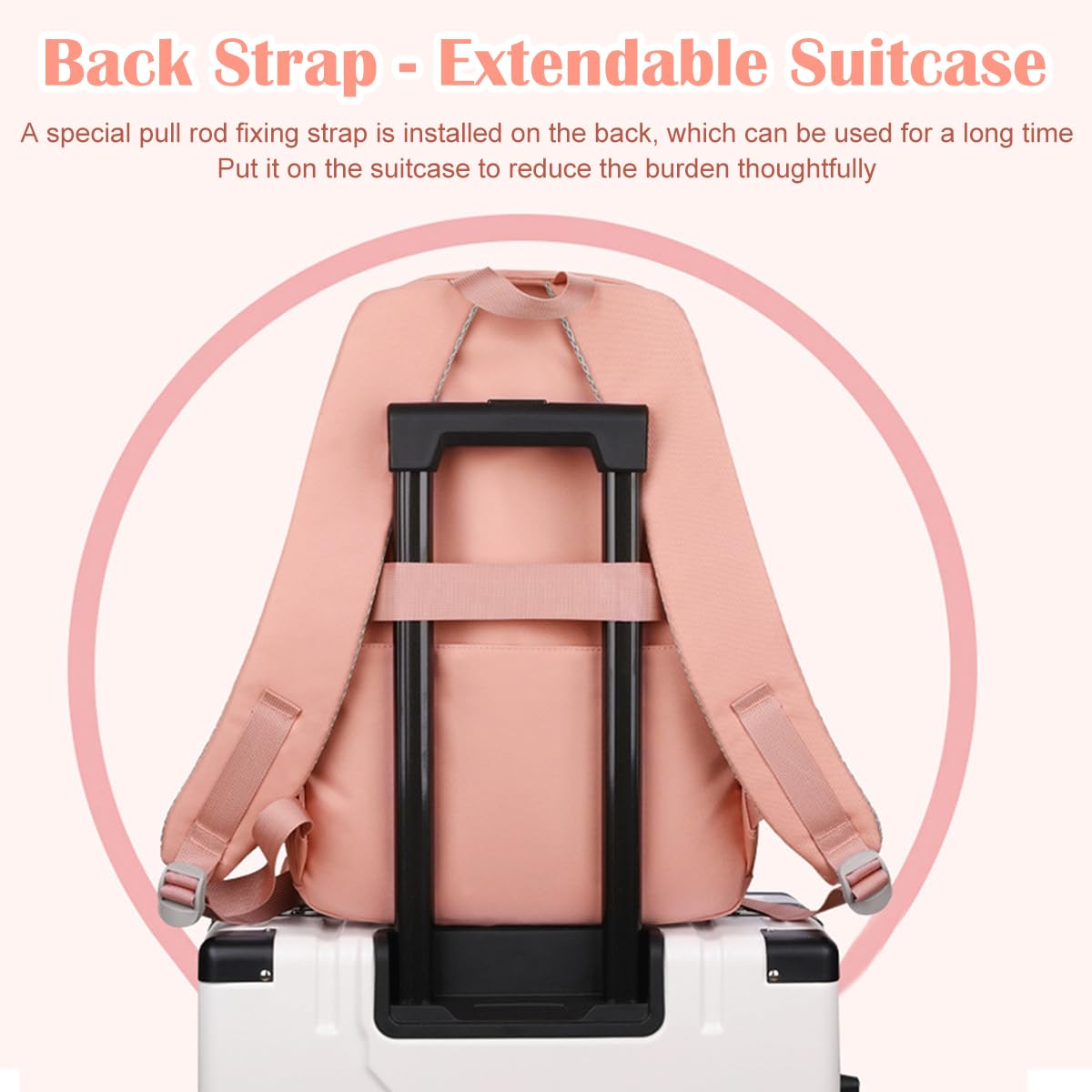 PALAY School Backpack for Girls Kawaii Bunny Ear Pink 15.6 Inches Laptop Backpack Fashion Nylon Casual Travel Backpack Multi Compartment Book Bag Chirstmas Birthday Gift for Girls, 32x20x43cm