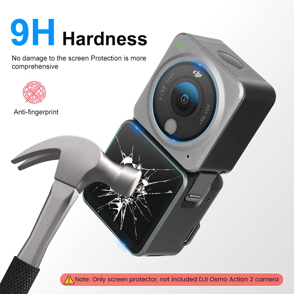 ZORBES Screen Protector for DJI Osmo Action 2, HD 9H Tempered Glass Screen Cover Protector Lens Protector for DJI Action 2 Dual-Screen, Set of 6pcs Screen Protector for Action 2, No DJI Osmo Action Camera