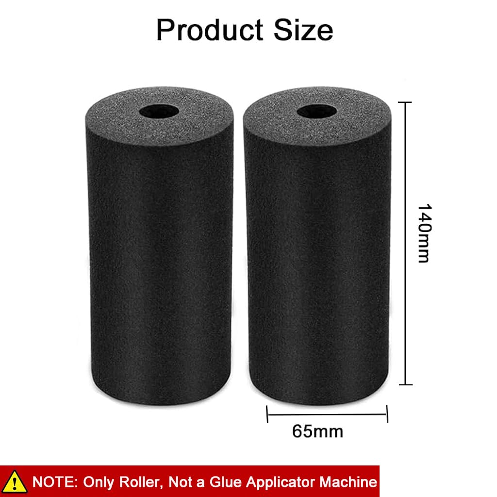Serplex 2Pcs 6 Inches Glue Applicator Roller Washable & Reusable Black Sponge Glue Roller Replacement for Manual Glue Applicator Sponge Roller for Professional Glue Rollers (Only Roller Included)