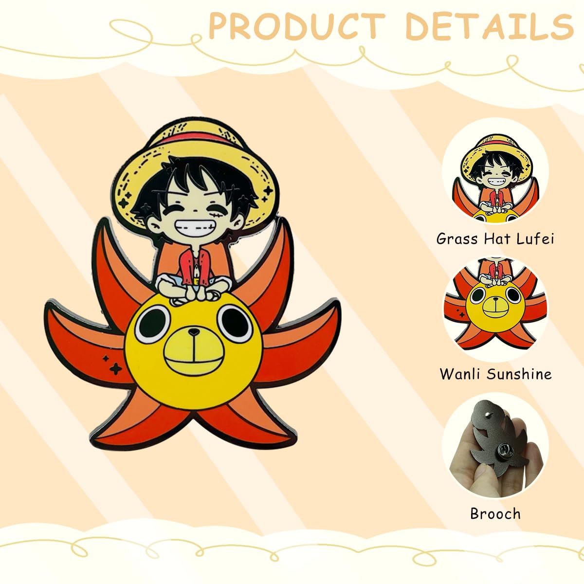 PATPAT Monkey D Luffy Brooch Pin Enamel Cartoon Luffy Brooch Pin for Hat Backpack Charms Badge Toy Gift Brooch Pin for Kids