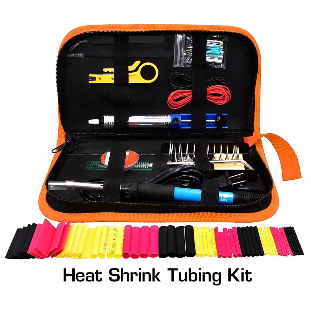 Serplex Soldering Iron Kit Soldering Kit 60W Adjustable Temperature Soldering Iron Electric Soldering Kit Set with 5pcs Soldering Tips, Desoldering Pump, Solder Wick, Tweezers, Soldering Wire