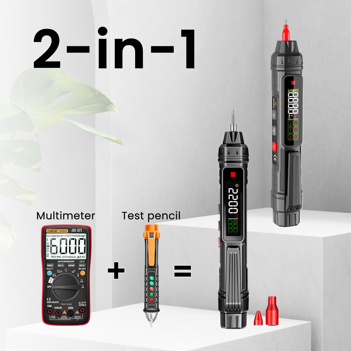 Serplex Voltage Multimeter Digital Multimeter 4000 Count AC/DC Voltage Tester, Voltmeter Sensor, Live Wire Detection, Resistance, Continuity, Capacitance, and Diode Testing, Battery Operated
